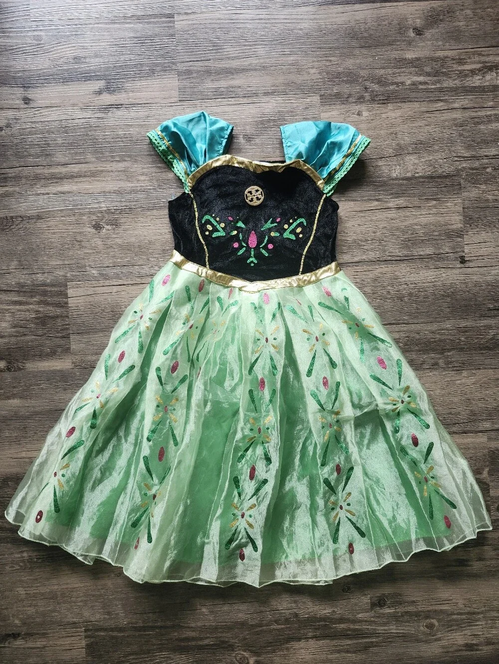 Vogue Disney Anna Inspired Green Girls' Princess Costume Dress Up Dress